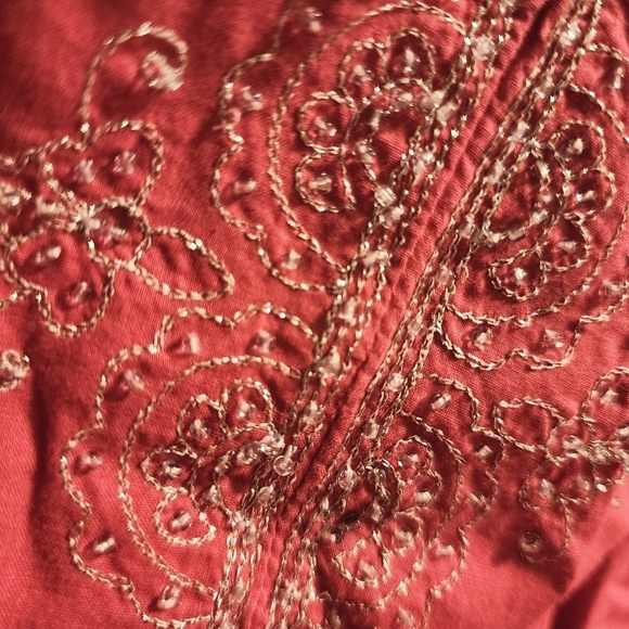 Motherhood Maternity Pink Embroidered V-Neck Tie Back Top Women's Large L EUC - Picture 4 of 8